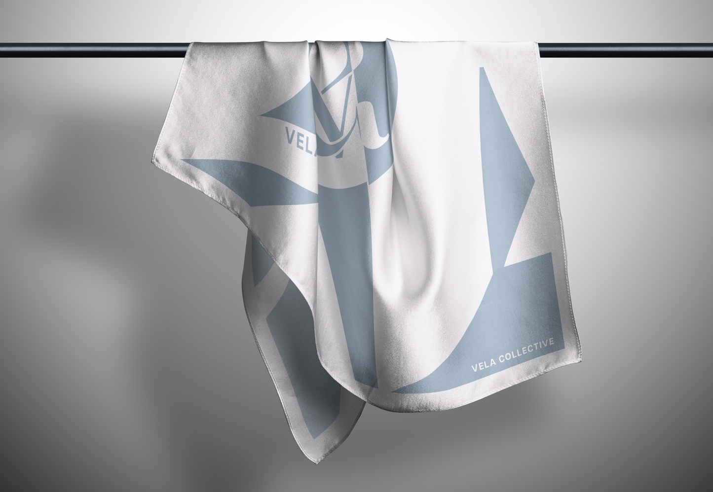 Vela Logo Style Scarf - Pale Blue & White